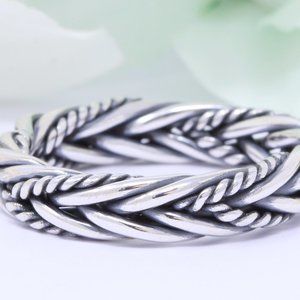 4mm Braided Twisted Band Ring 925 Sterling Silver